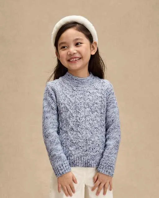 Girls Stitched Mock Neck Sweater - First Frost
