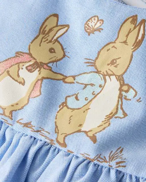 Baby Girls Peter Rabbit™ Glitter Scalloped Chambray Dress