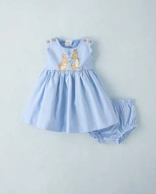 Baby Girls Peter Rabbit™ Glitter Scalloped Chambray Dress