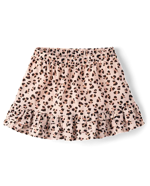 Girls Leopard Ruffle Skort - Petit Paris