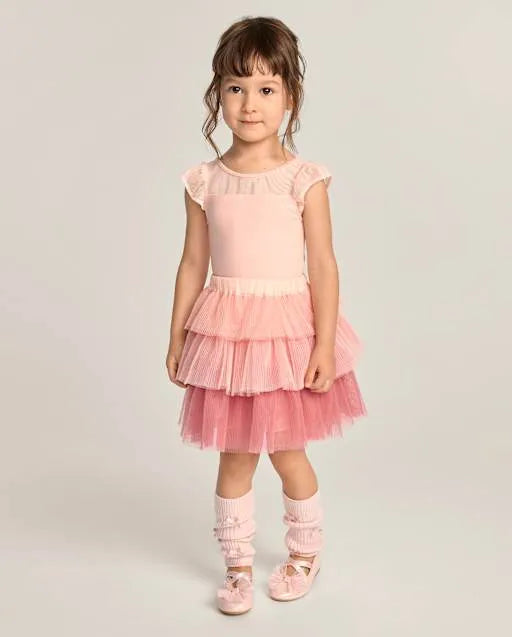 Girls Pleated Tiered Mesh Tutu Skirt - Le Petite Ballet